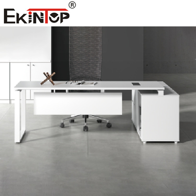 Perabot Kantor Eksekutif Atas Kayu Modern Meja Kantor Komputer yang Dapat Diperpanjang