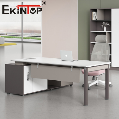 Meja Kantor Ergonomis Meja Komputer Kayu Untuk Perabotan Rumah Besi