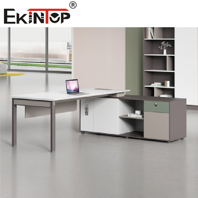 Meja Kantor Ergonomis Meja Komputer Kayu Untuk Perabotan Rumah Besi