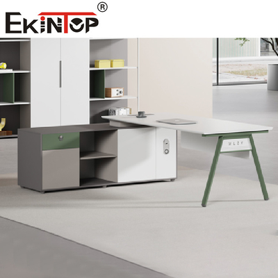 Meja Kantor Modern L Berbentuk Besi Kayu Manajer Meja Eksekutif Perabot Kantor