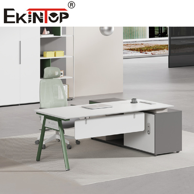 Meja Kantor Modern L Berbentuk Besi Kayu Manajer Meja Eksekutif Perabot Kantor