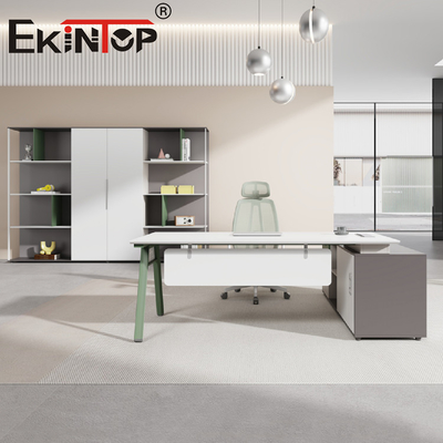 Meja Kantor Modern L Berbentuk Besi Kayu Manajer Meja Eksekutif Perabot Kantor