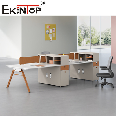 Workstation Kantor Atas Meja Putih Untuk Staf 2-8 Orang Rangka Baja