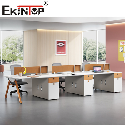 Workstation Kantor Atas Meja Putih Untuk Staf 2-8 Orang Rangka Baja
