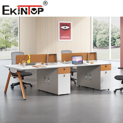 Workstation Kantor Atas Meja Putih Untuk Staf 2-8 Orang Rangka Baja