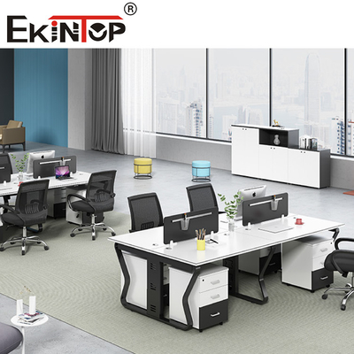 Stasiun Kerja Kantor Modern Untuk Perabot Komersial Meja Bilik Kantor Putih