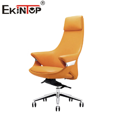 Kursi Eksekutif Kursi Kulit Kuning Ergonomis Indoor Lounge