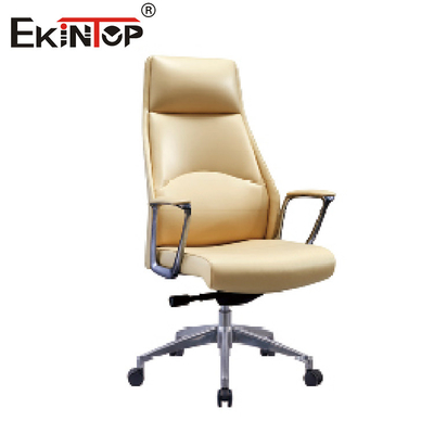 Pengatur Tinggi Kursi Kantor Eksekutif Kulit Biru Ergonomis