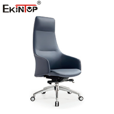 Pengatur Tinggi Kursi Kantor Eksekutif Kulit Biru Ergonomis