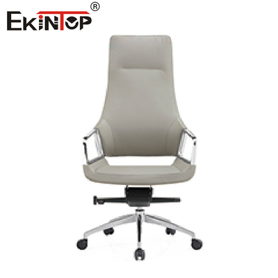 Pengatur Tinggi Kursi Kantor Eksekutif Kulit Biru Ergonomis