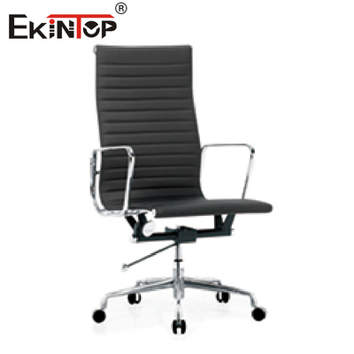 Kursi Kantor Black Metal Dan Kulit PU Dengan Tilt Lock Seat Tinggi 21 Inci