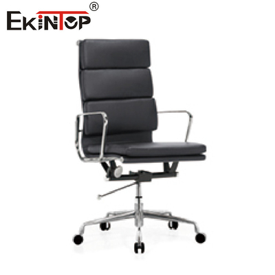 Kursi Kantor Black Metal Dan Kulit PU Dengan Tilt Lock Seat Tinggi 21 Inci