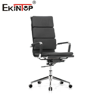 Kursi Kantor Black Metal Dan Kulit PU Dengan Tilt Lock Seat Tinggi 21 Inci