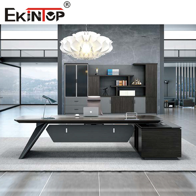Furnitur Meja Kantor Kayu yang Dapat Diperpanjang Meja Komputer Ergonomis