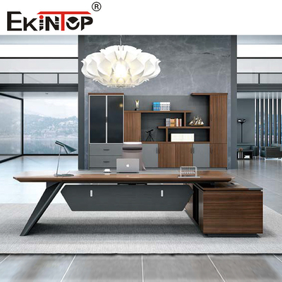 Furnitur Meja Kantor Kayu yang Dapat Diperpanjang Meja Komputer Ergonomis