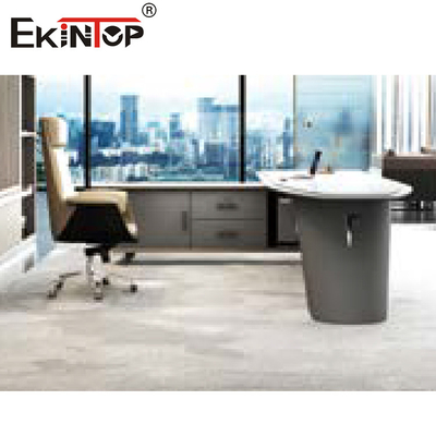 Meja Kantor Rumah Eksekutif Berbentuk L Modern Dengan Ruang Penyimpanan Besar