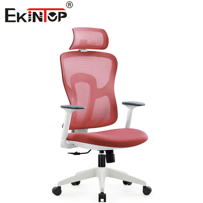 Kursi Komputer Jaring Ergonomis Merah Dengan Sandaran Untuk Perabotan Kantor Rumah