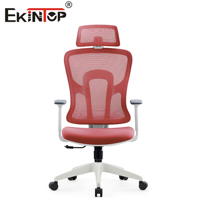 Kursi Komputer Jaring Ergonomis Merah Dengan Sandaran Untuk Perabotan Kantor Rumah