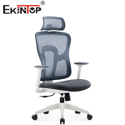 Kursi Meja Jaring Ergonomis Putar Modern Abu-abu Dengan Sandaran Kepala