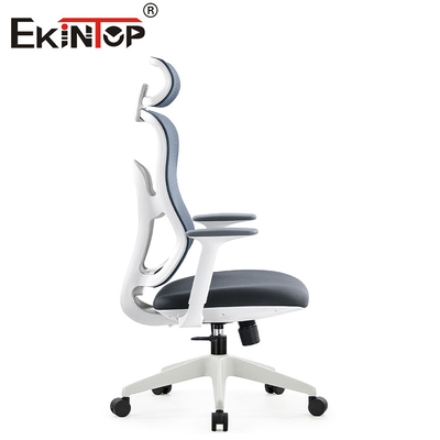 Kursi Meja Jaring Ergonomis Putar Modern Abu-abu Dengan Sandaran Kepala