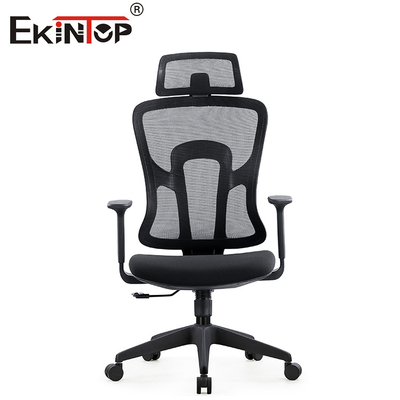 Dukungan Lumbar Kursi Jaring Kantor Hitam yang Dapat Disesuaikan Tingginya
