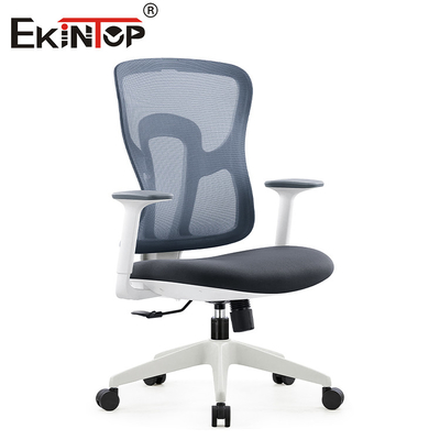 Kursi Jaring Putar Ergonomis Hitam Abu-abu Dengan Sandaran Tangan Yang Tingginya Dapat Disesuaikan