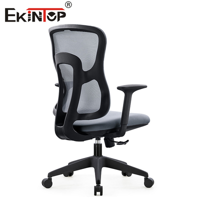 Kursi Jaring Putar Ergonomis Hitam Abu-abu Dengan Sandaran Tangan Yang Tingginya Dapat Disesuaikan