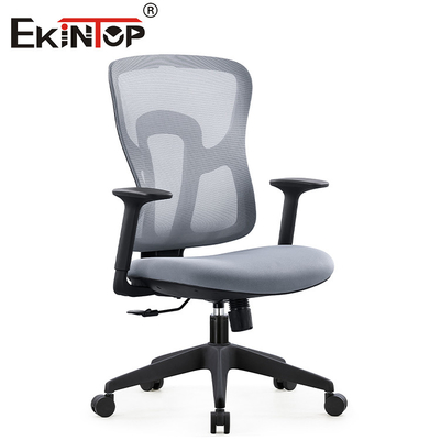Kursi Jaring Putar Ergonomis Hitam Abu-abu Dengan Sandaran Tangan Yang Tingginya Dapat Disesuaikan