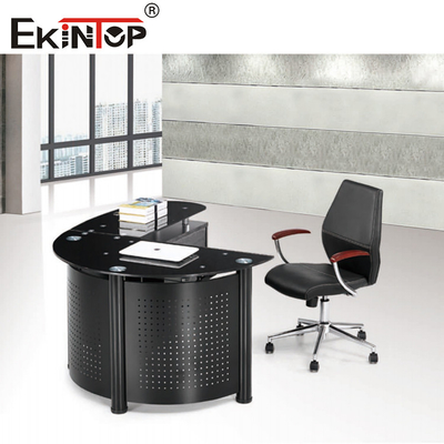 Meja Komputer Desktop Kaca Tempered Hitam Putih Meja Kantor Rumah