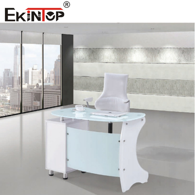Klasik Tempered Glass Kantor Desk Komputer Kaca Eksekutif Kantor Desk
