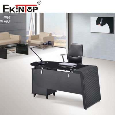 8mm Tepi Desktop Kaca Meja Kantor Dengan Laci Ukuran Disesuaikan Untuk Perabot Rumah