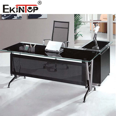 Kaki Logam Dengan Lemari Meja Kaca Meja Komputer Kantor Rumah Modern