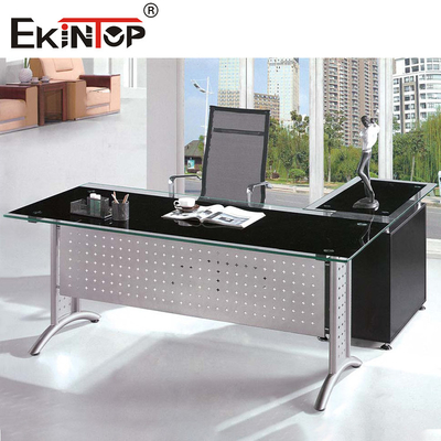 Kaki Logam Dengan Lemari Meja Kaca Meja Komputer Kantor Rumah Modern