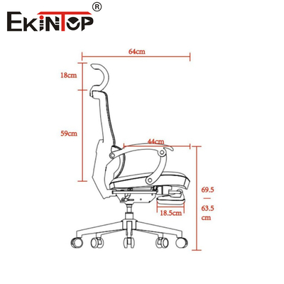 Anti-Lapuran Mesh Kantor Kursi Flip - Up Armrest Nylon Back