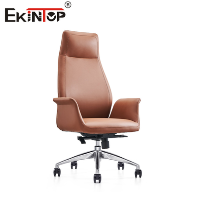 Deluxe Sofistikasi Kulit Kursi Kantor Tinggi disesuaikan