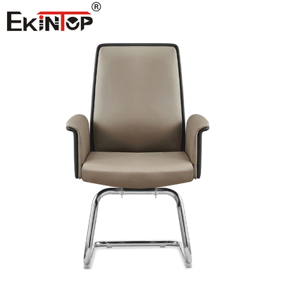 Daya tahan kontemporer Kursi kantor kulit kokoh 350mm Dasar aluminium