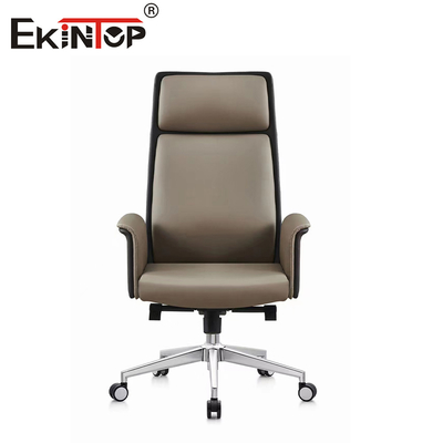 Daya tahan kontemporer Kursi kantor kulit kokoh 350mm Dasar aluminium