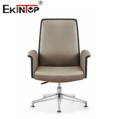 Daya tahan kontemporer Kursi kantor kulit kokoh 350mm Dasar aluminium