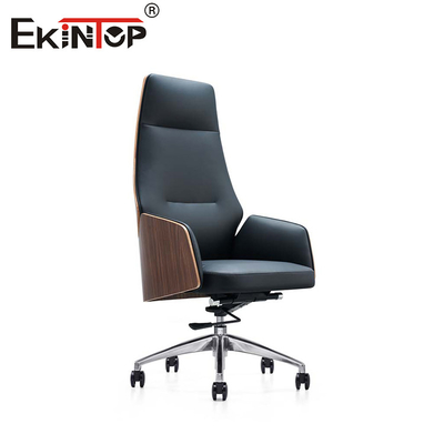Blend Kayu Dan Kulit Kursi Kantor PU Padded Armrest Untuk Kecanggihan abadi