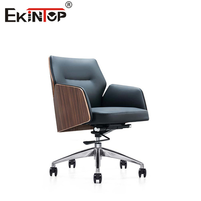 Blend Kayu Dan Kulit Kursi Kantor PU Padded Armrest Untuk Kecanggihan abadi