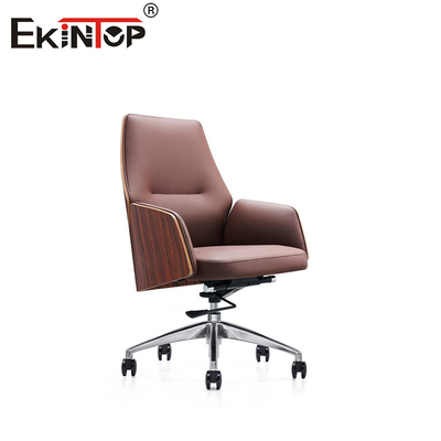 Blend Kayu Dan Kulit Kursi Kantor PU Padded Armrest Untuk Kecanggihan abadi