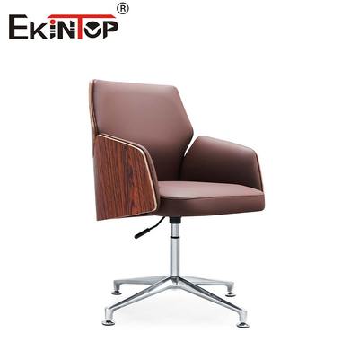 Blend Kayu Dan Kulit Kursi Kantor PU Padded Armrest Untuk Kecanggihan abadi