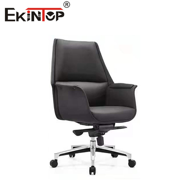 Hitam Swivel Kulit Counter Height Bangku Metal Kaki PU Padded