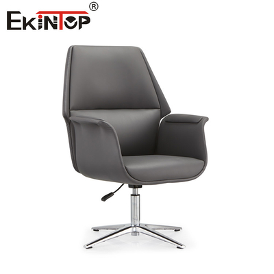 Hitam Swivel Kulit Counter Height Bangku Metal Kaki PU Padded