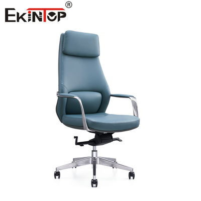 Kursi Kulit PU Biru yang Ramping dan Bergaya untuk Estetika Kantor yang Mengesankan