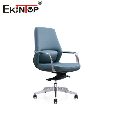 Kursi Kulit PU Biru yang Ramping dan Bergaya untuk Estetika Kantor yang Mengesankan