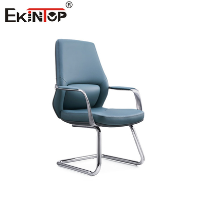 Kursi Kulit PU Biru yang Ramping dan Bergaya untuk Estetika Kantor yang Mengesankan