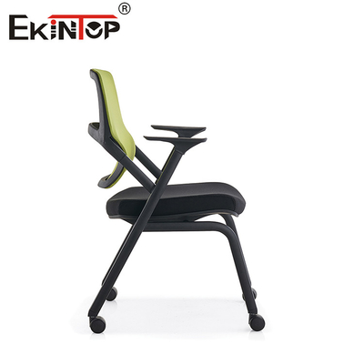 Armrest 3D Lipat Kursi Latihan Green Mesh Back With Wheels