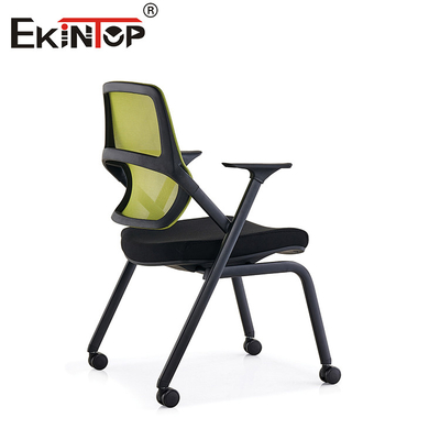 Armrest 3D Lipat Kursi Latihan Green Mesh Back With Wheels