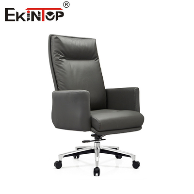Kursi Kulit Kantor Ergonomi Pu Dengan Dukungan Lumbal Headrest Swivel